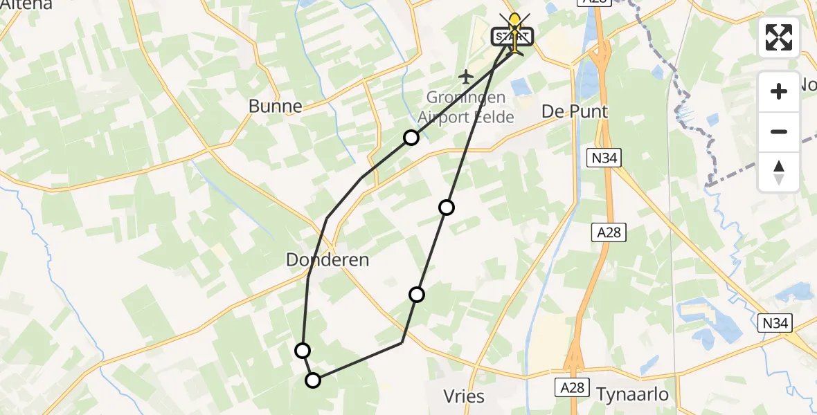 Routekaart van de vlucht: Lifeliner 4 naar Groningen Airport Eelde, Moespot