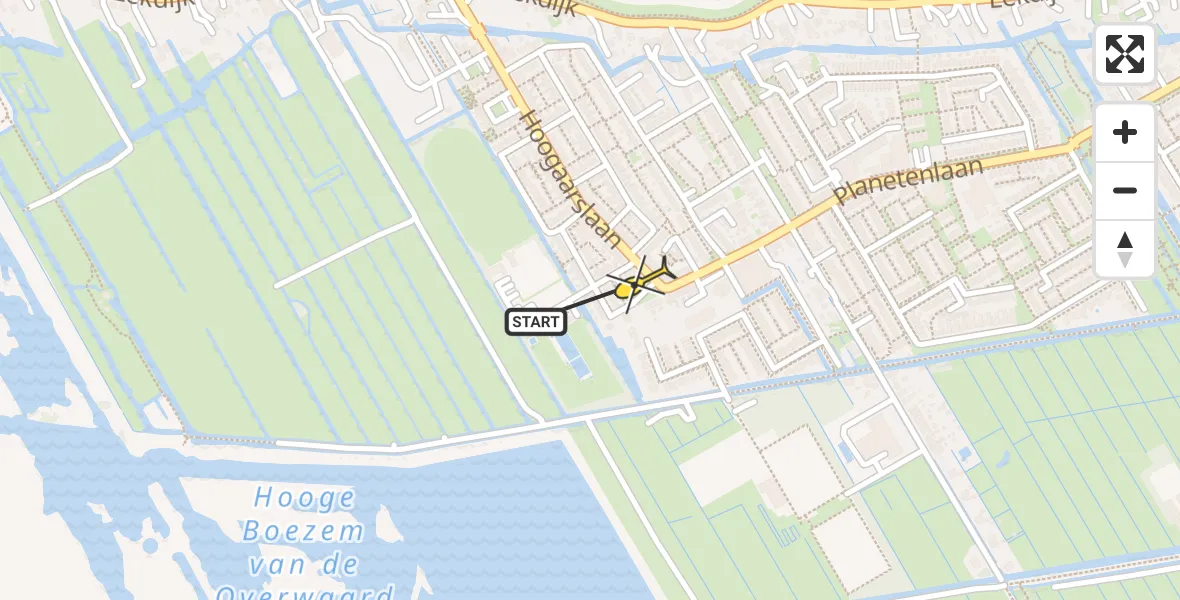 Routekaart van de vlucht: Lifeliner 3 naar Nieuw-Lekkerland, Hoogaarslaan