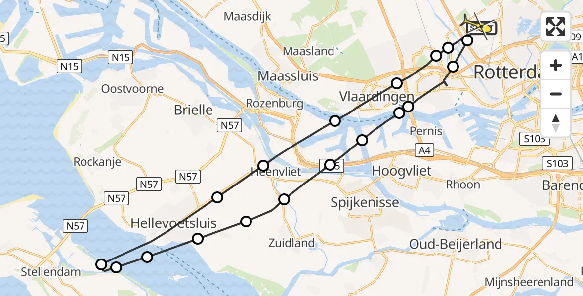 Routekaart van de vlucht: Lifeliner 2 naar Rotterdam The Hague Airport, Oude Jaagpad