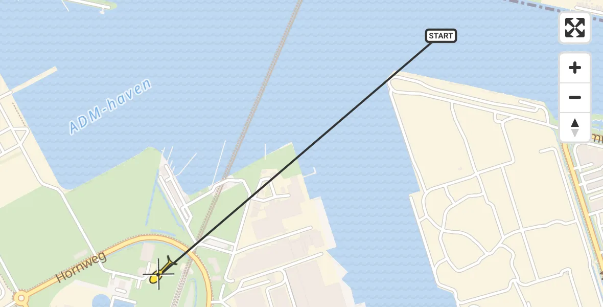 Routekaart van de vlucht: Lifeliner 1 naar Amsterdam Heliport, Hornweg