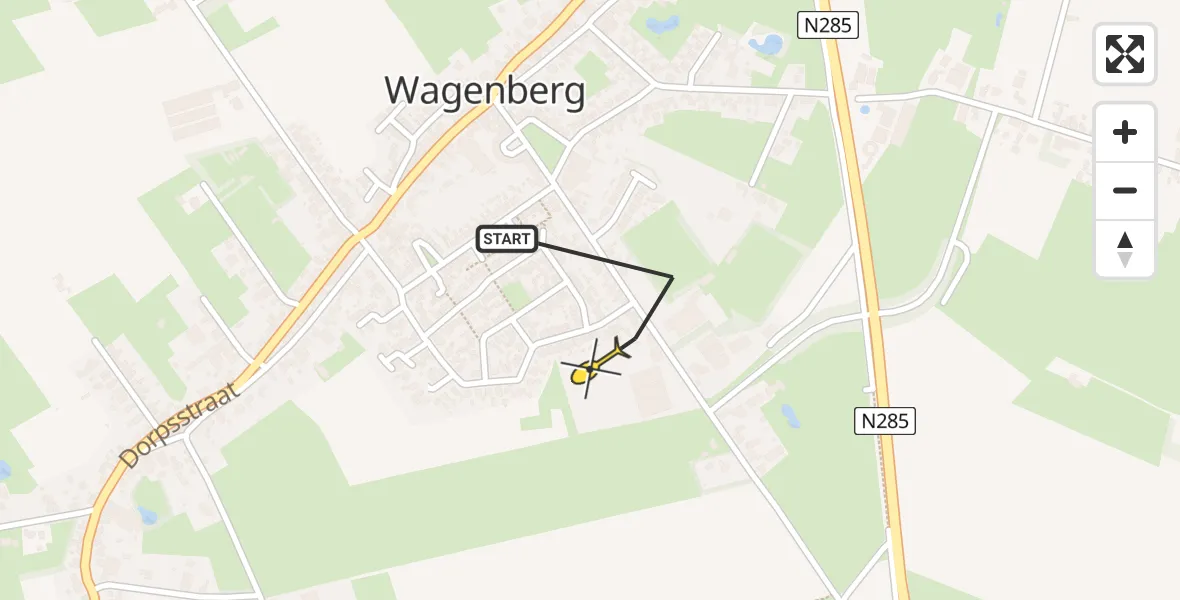 Routekaart van de vlucht: Lifeliner 2 naar Wagenberg, Bosakker