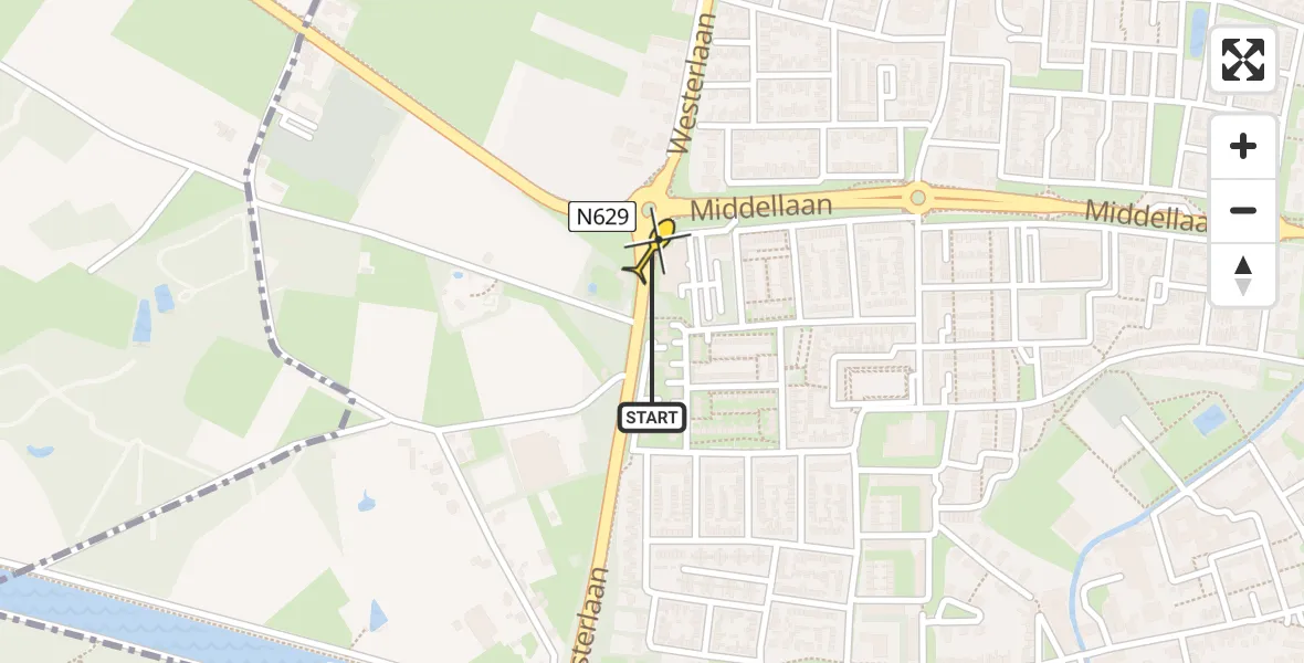 Routekaart van de vlucht: Lifeliner 3 naar Dongen, Westerlaan