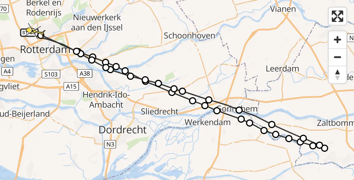 Routekaart van de vlucht: Lifeliner 2 naar Rotterdam The Hague Airport, Brandenburgbaan