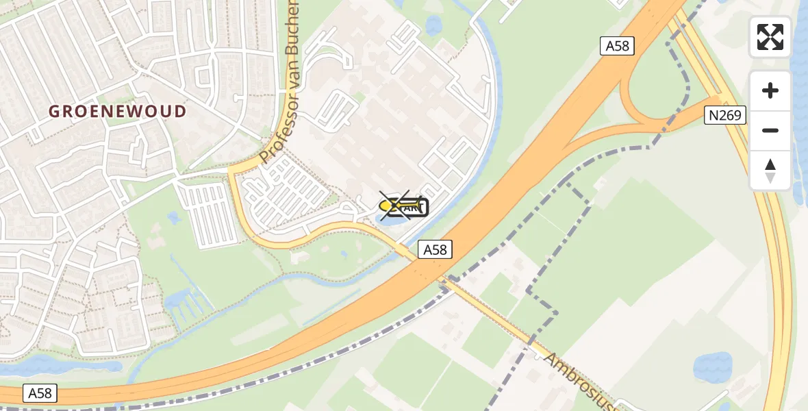 Routekaart van de vlucht: Lifeliner 3 naar Tilburg, Leijweg