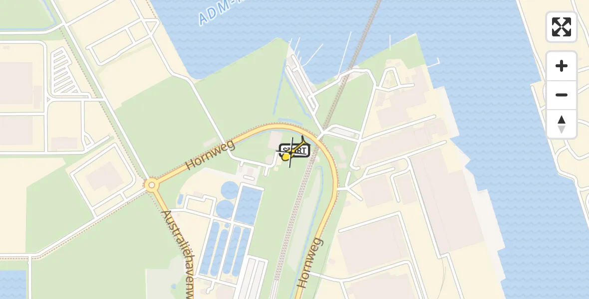 Routekaart van de vlucht: Lifeliner 1 naar Amsterdam Heliport, Hornweg