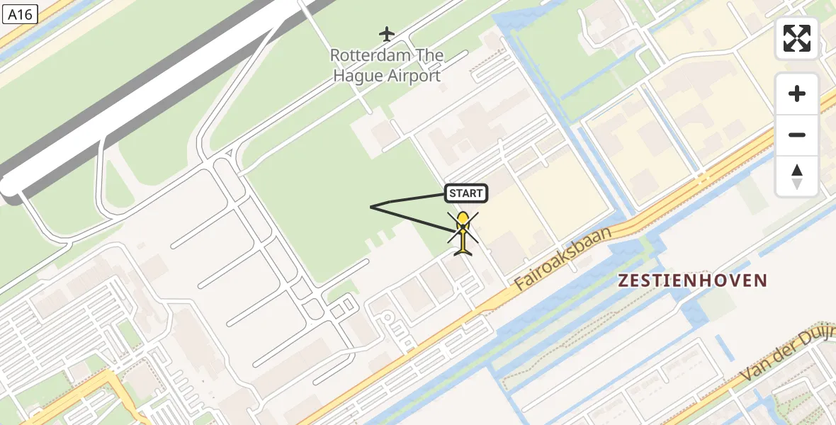 Routekaart van de vlucht: Lifeliner 2 naar Rotterdam The Hague Airport, Brandenburgbaan