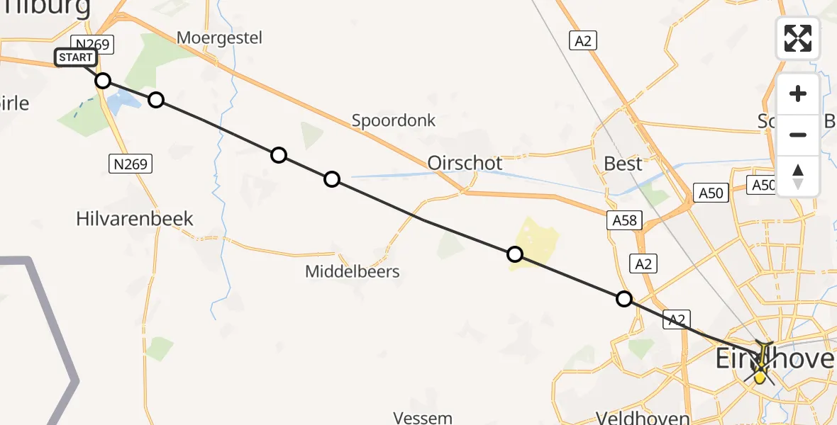 Routekaart van de vlucht: Lifeliner 3 naar Eindhoven, Ambrosiusweg