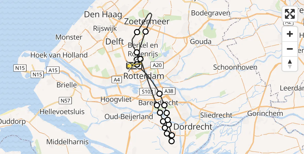 Routekaart van de vlucht: Lifeliner 2 naar Rotterdam The Hague Airport, Brandenburgbaan