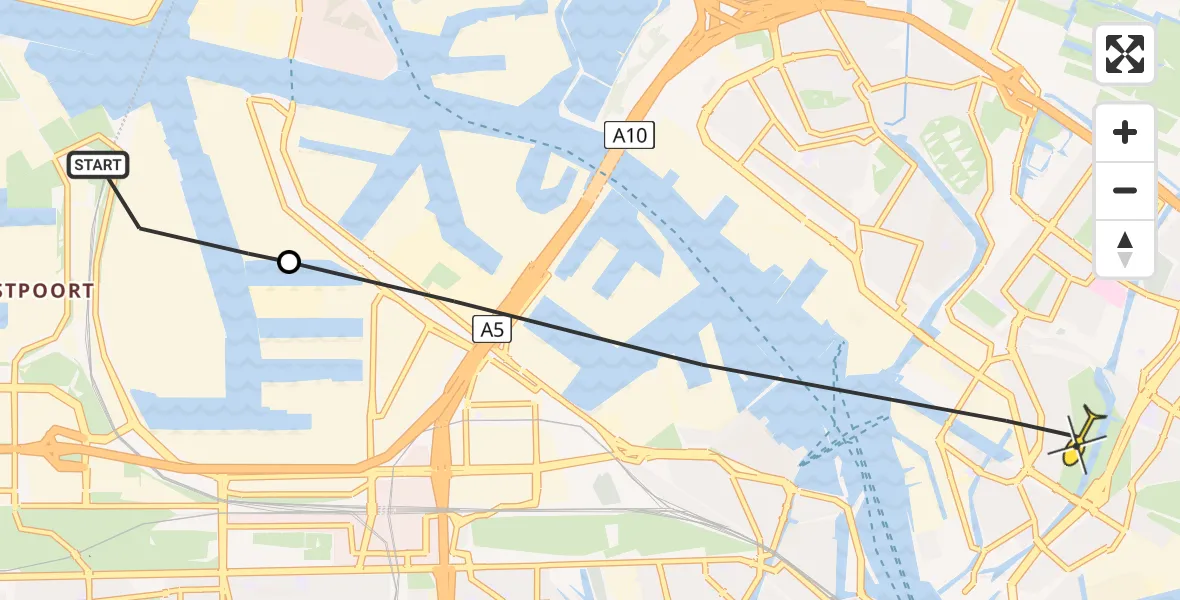 Routekaart van de vlucht: Lifeliner 1 naar Amsterdam, Kompasweg