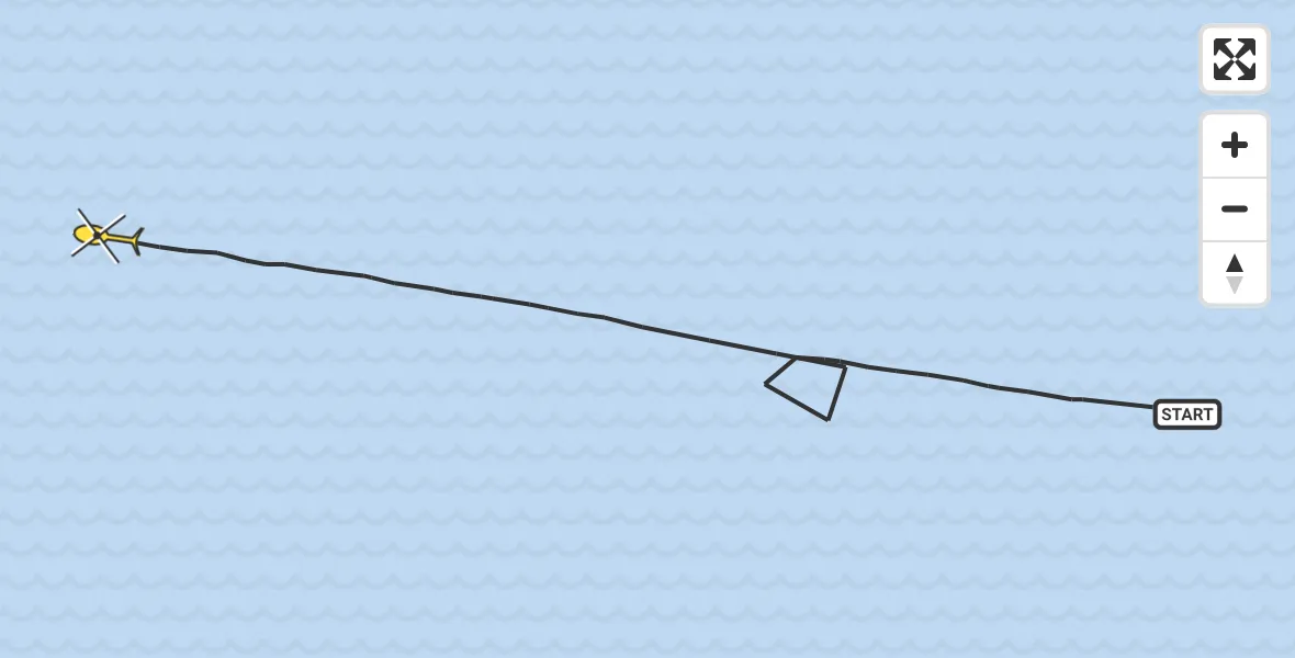 Routekaart van de vlucht: Kustwachthelikopter naar 