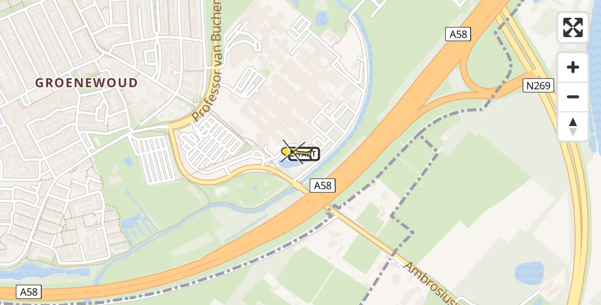 Routekaart van de vlucht: Lifeliner 3 naar Tilburg, Leijweg