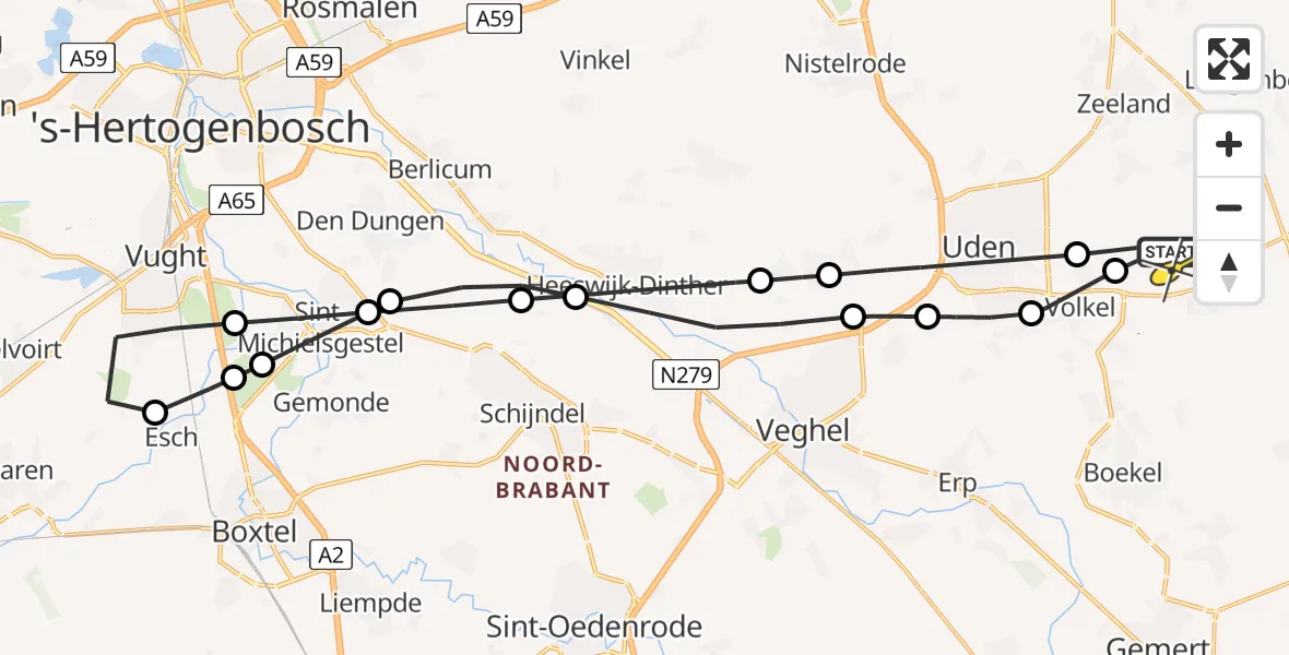 Routekaart van de vlucht: Lifeliner 3 naar Vliegbasis Volkel, Zadelmakerstraat