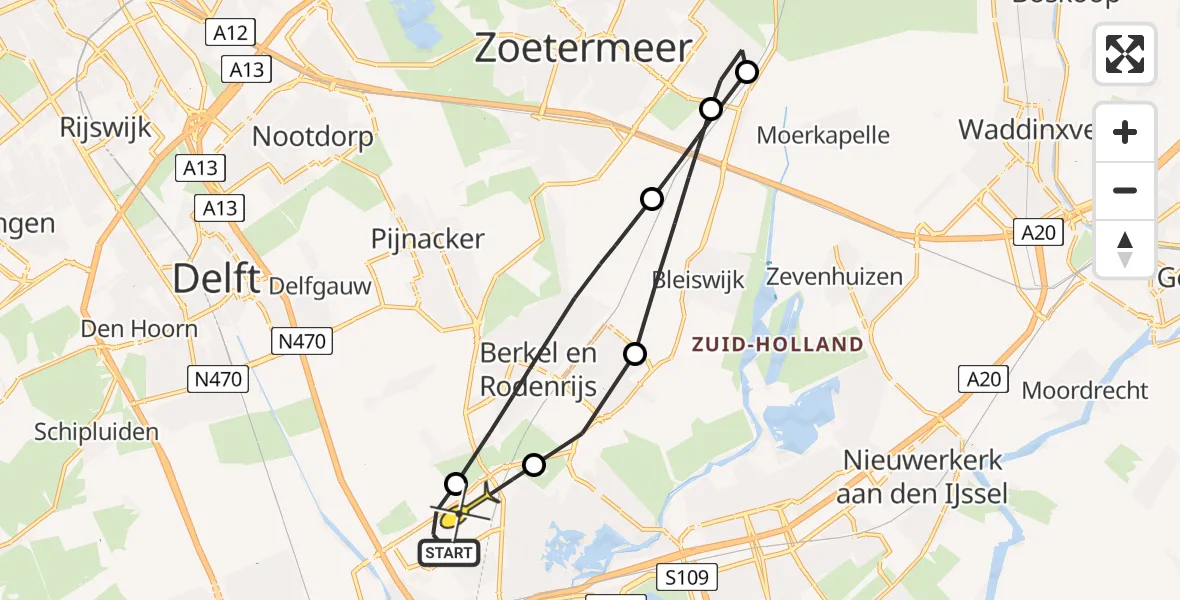 Routekaart van de vlucht: Lifeliner 2 naar Rotterdam The Hague Airport, Oude Bovendijk