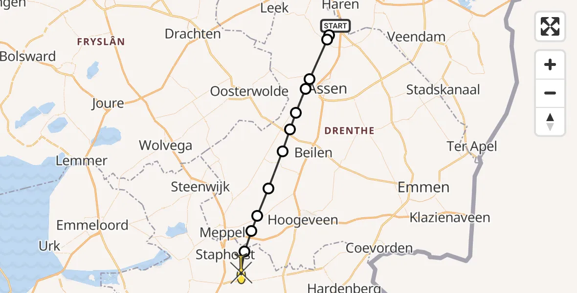 Routekaart van de vlucht: Lifeliner 4 naar Punthorst, Vissersweg