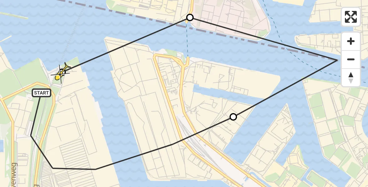 Routekaart van de vlucht: Lifeliner 1 naar Amsterdam Heliport, Maltaweg
