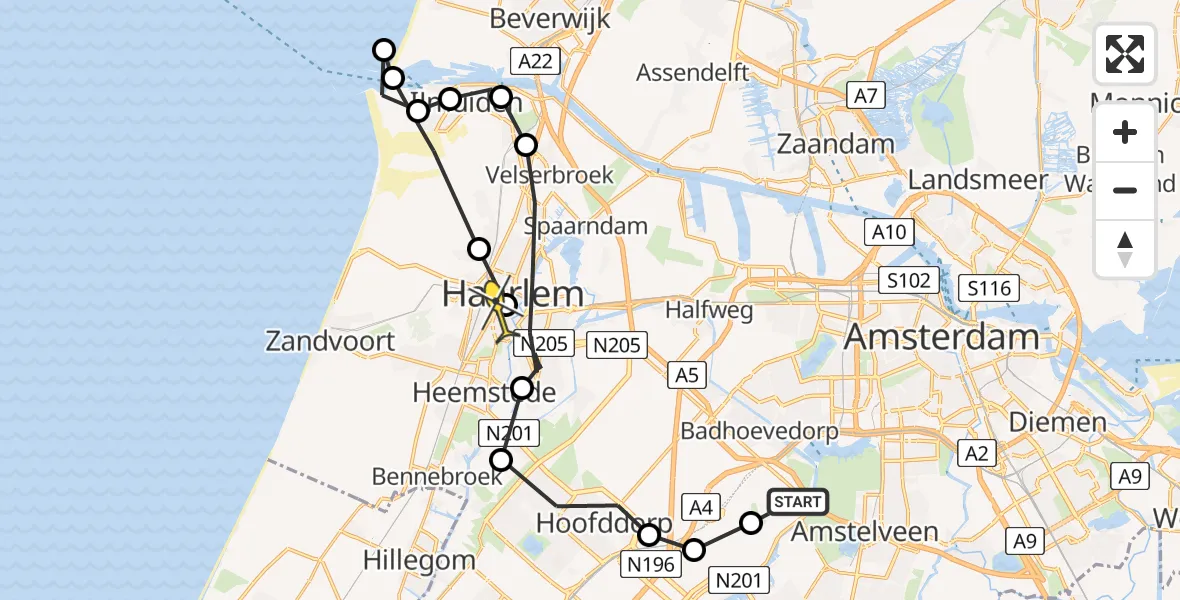 Routekaart van de vlucht: Politiehelikopter naar Haarlem, Toekanweg