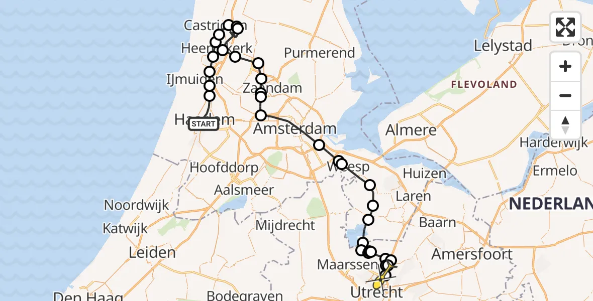 Routekaart van de vlucht: Politieheli naar Utrecht, Borneostraat