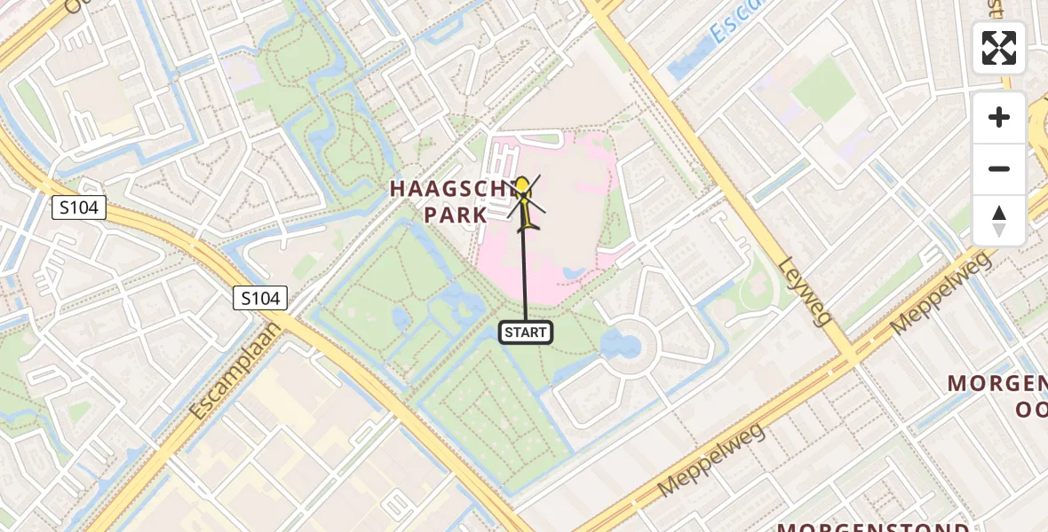 Routekaart van de vlucht: Lifeliner 2 naar Den Haag, Charlotte Jacobslaan