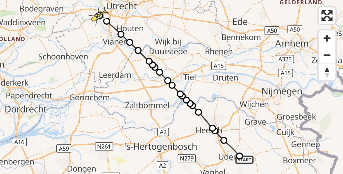 Routekaart van de vlucht: Lifeliner 3 naar De Meern, Nedereindseweg