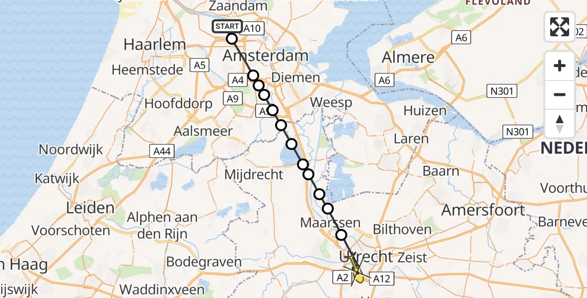 Routekaart van de vlucht: Lifeliner 1 naar Utrecht, Maltaweg