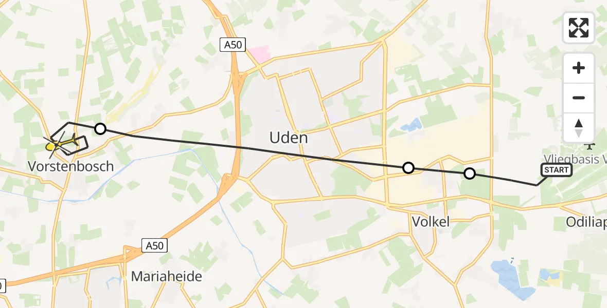 Routekaart van de vlucht: Lifeliner 3 naar Vorstenbosch, Manenwolf