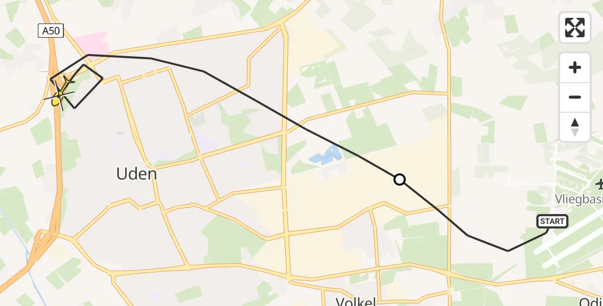 Routekaart van de vlucht: Lifeliner 3 naar Uden, Manenwolf