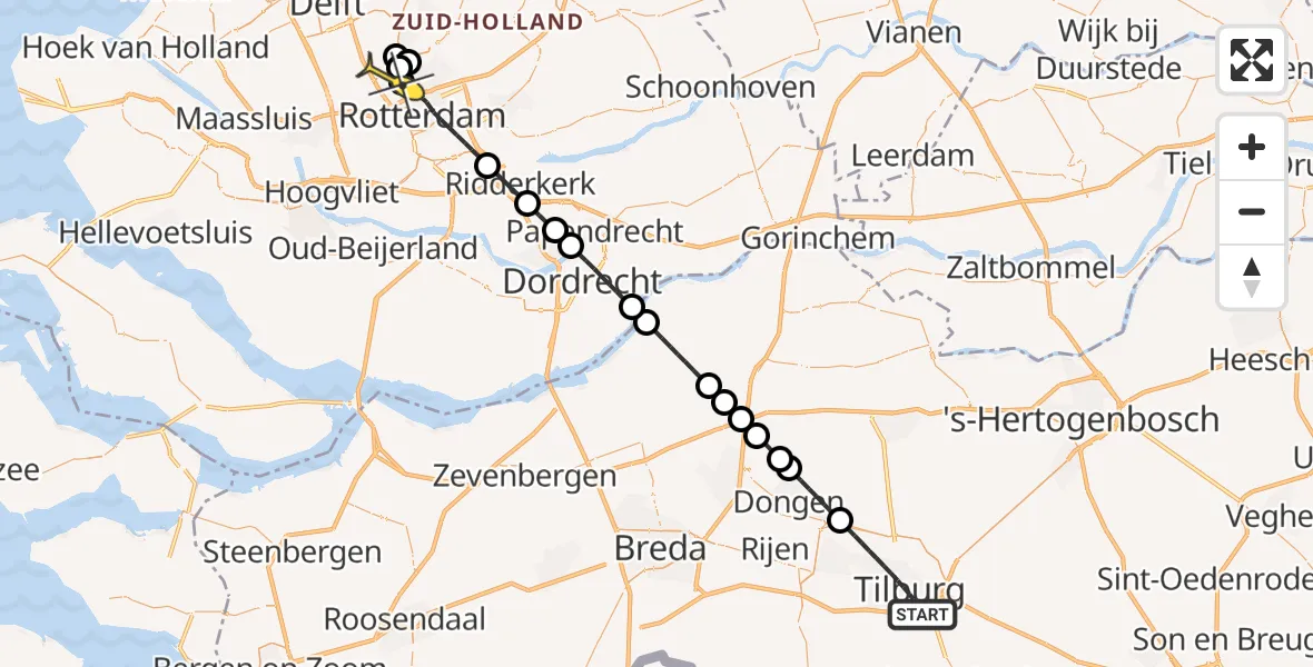 Routekaart van de vlucht: Lifeliner 2 naar Rotterdam The Hague Airport, Van Hessen-Kasselstraat