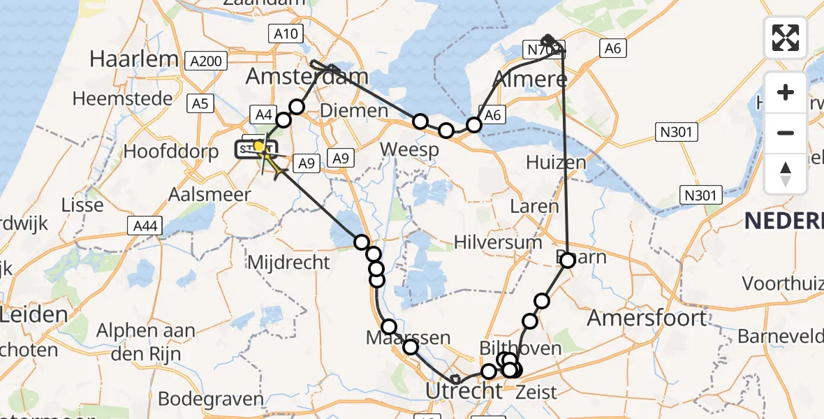 Routekaart van de vlucht: Politiehelikopter naar Amstelveen, Heuvel