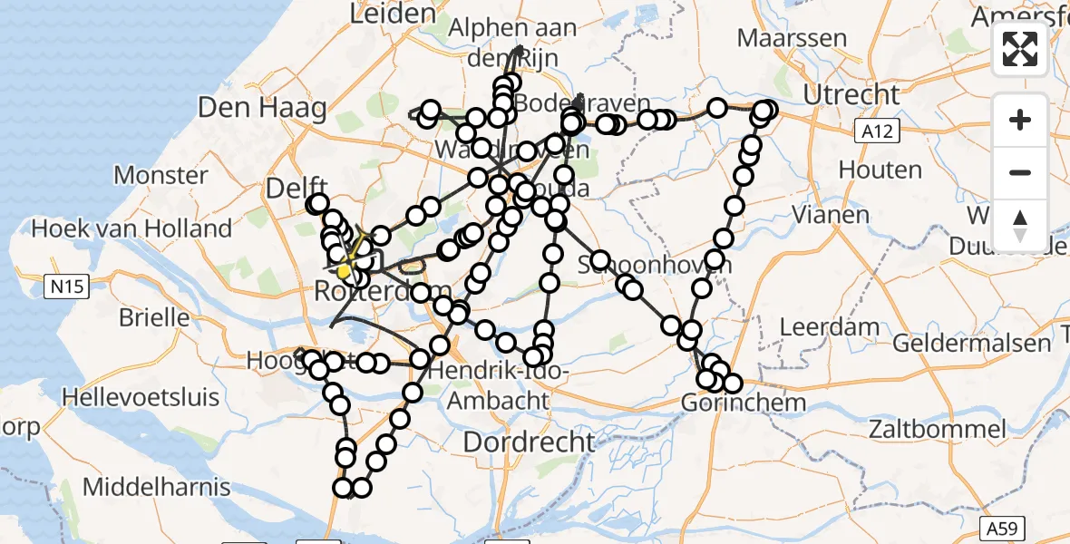 Routekaart van de vlucht: Politieheli naar Rotterdam The Hague Airport, Van der Duijn van Maasdamweg