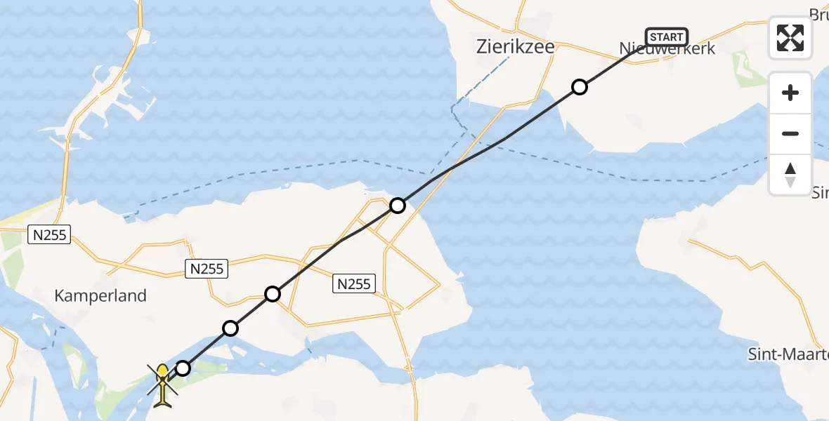 Routekaart van de vlucht: Lifeliner 2 naar Wolphaartsdijk, Loensweg