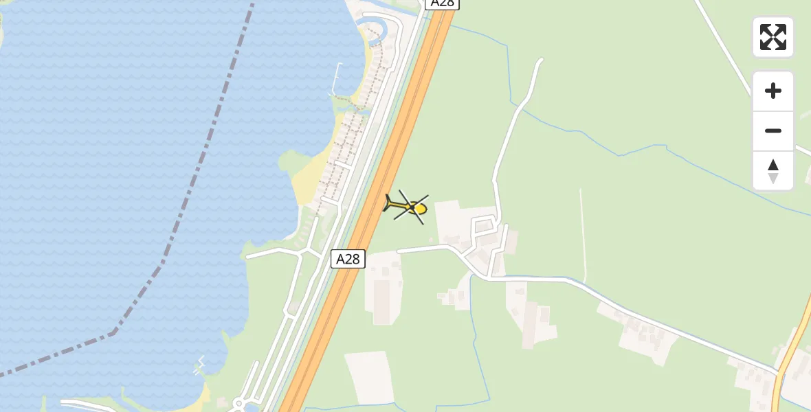 Routekaart van de vlucht: Politiehelikopter naar Putten