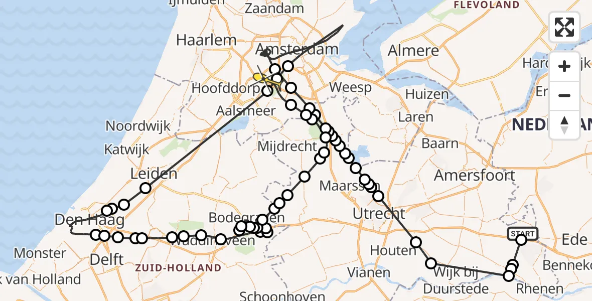 Routekaart van de vlucht: Politiehelikopter naar Badhoevedorp, Tuinenlaan
