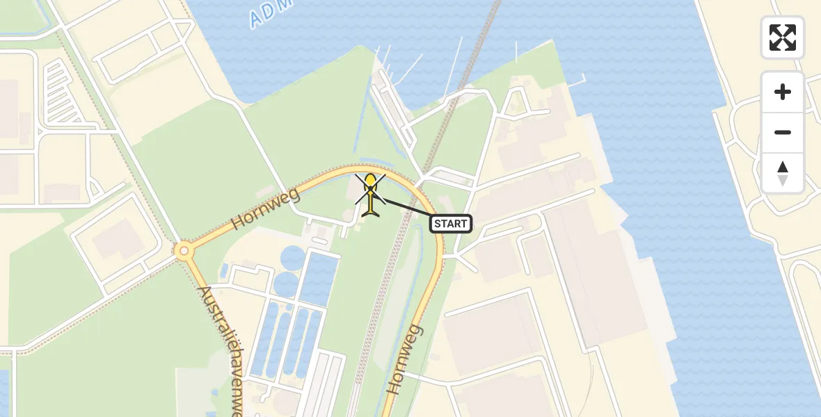 Routekaart van de vlucht: Lifeliner 1 naar Amsterdam Heliport, Hornweg