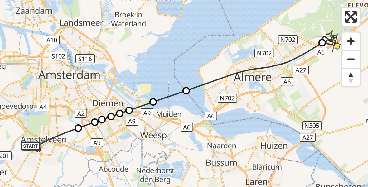 Routekaart van de vlucht: Politiehelikopter naar Lelystad, Weverij