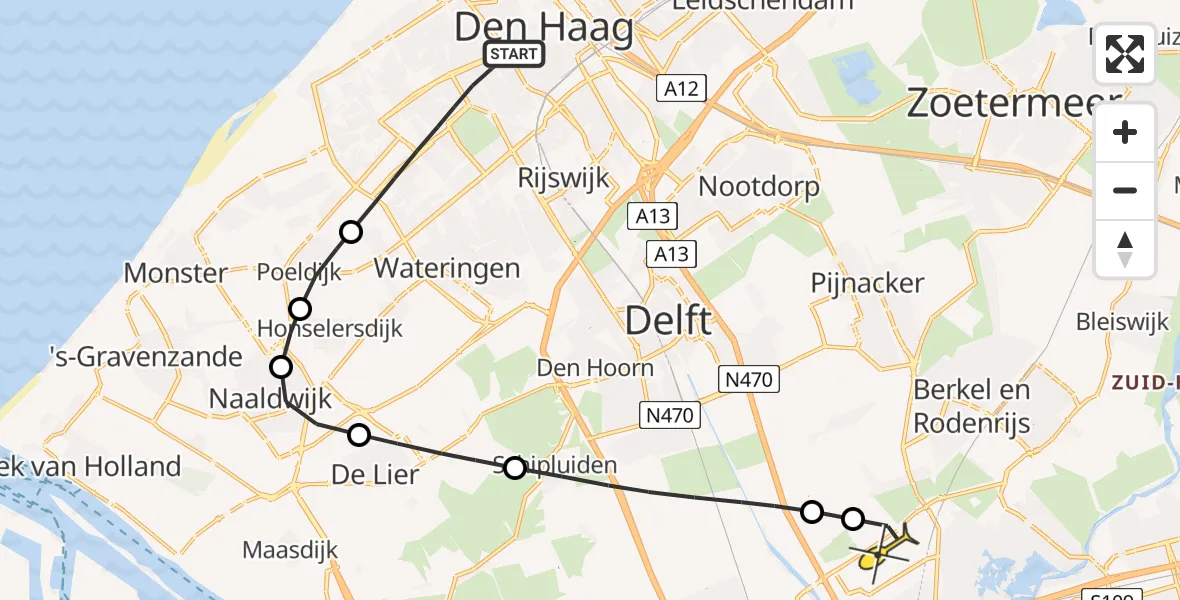 Routekaart van de vlucht: Lifeliner 2 naar Rotterdam The Hague Airport, Kootwijkstraat