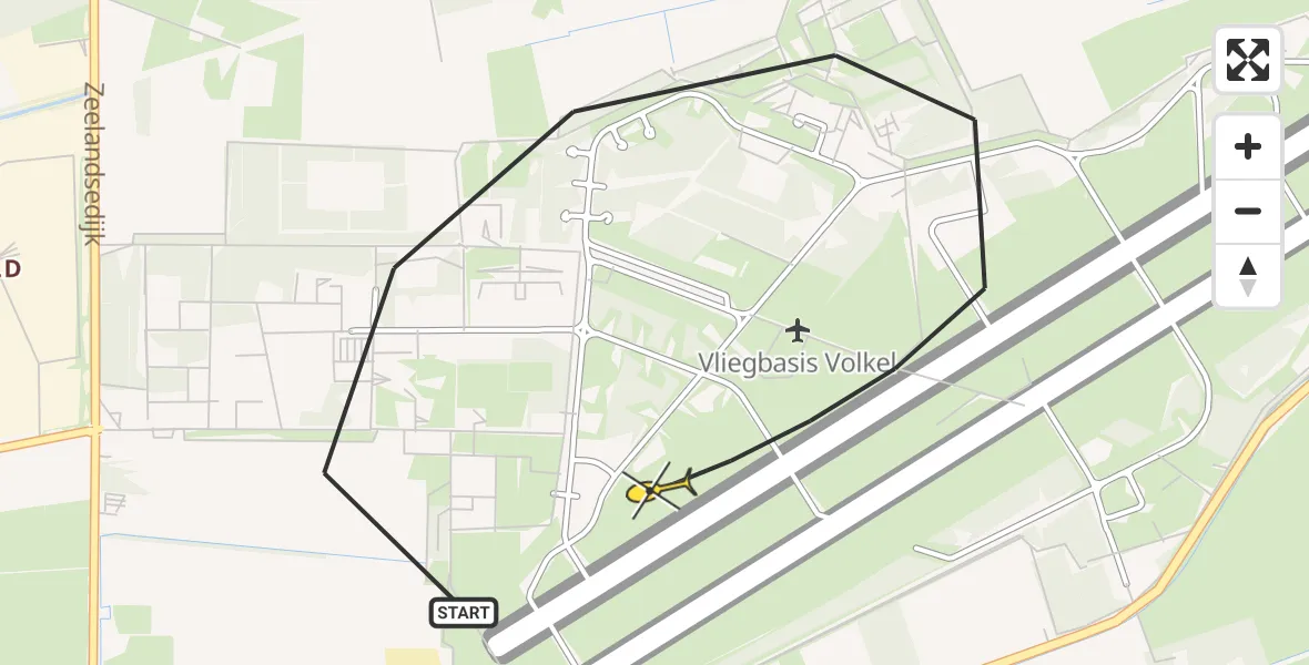 Routekaart van de vlucht: Lifeliner 3 naar Vliegbasis Volkel, Zeelandsedijk
