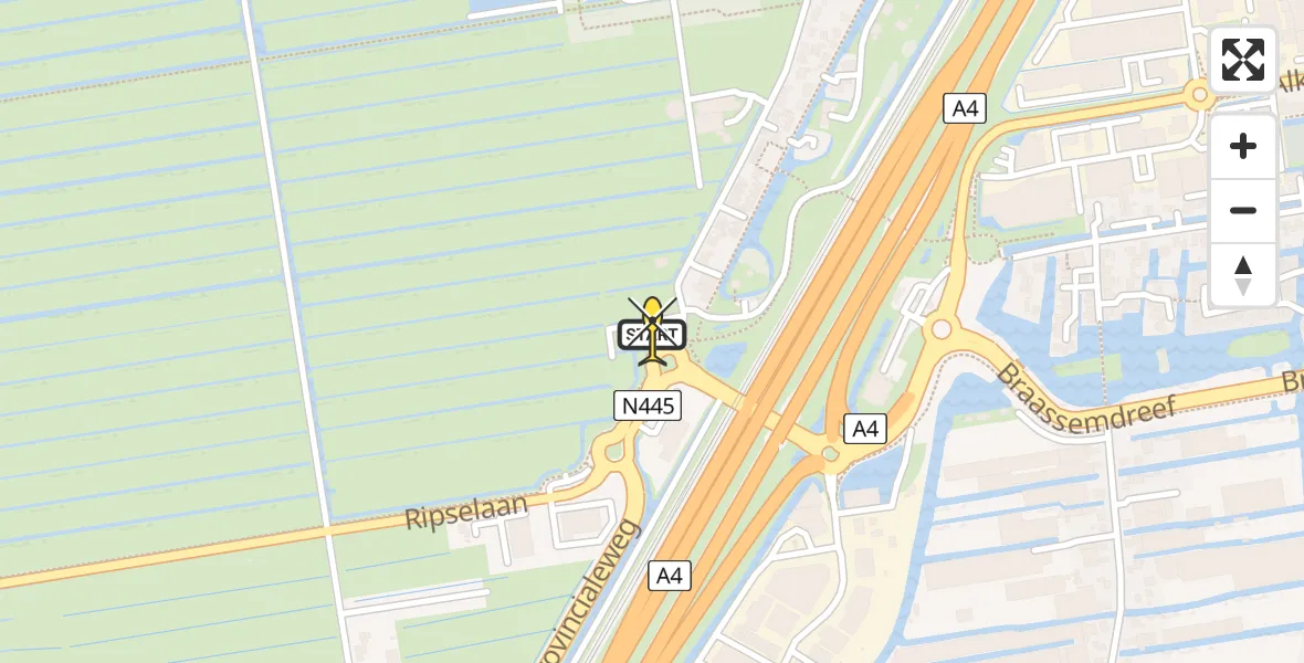 Routekaart van de vlucht: Lifeliner 2 naar Nieuwe Wetering