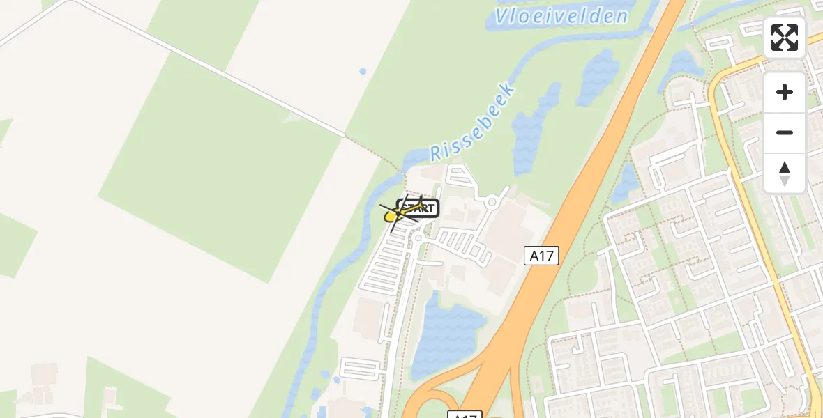 Routekaart van de vlucht: Lifeliner 2 naar Roosendaal, De Stok