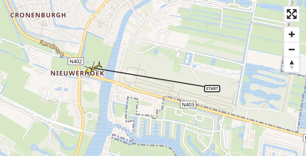 Routekaart van de vlucht: Lifeliner 1 naar Loenen aan de Vecht, Bloklaan