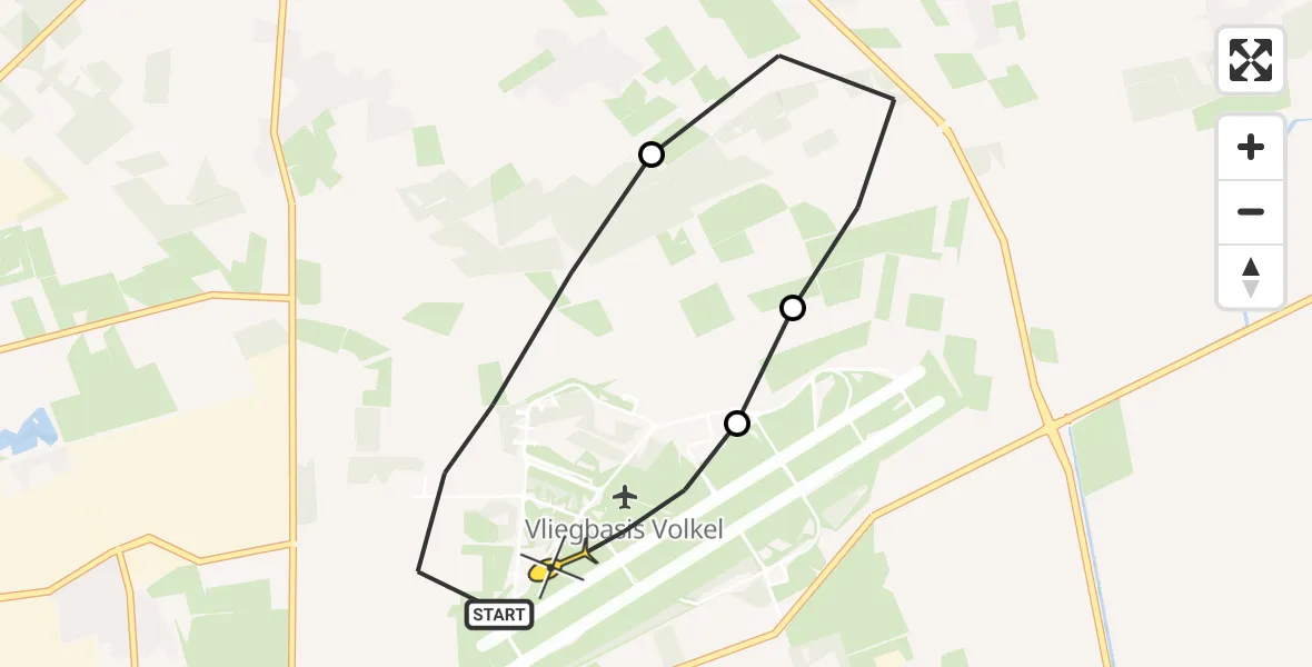 Routekaart van de vlucht: Lifeliner 3 naar Vliegbasis Volkel, Zeelandsedijk