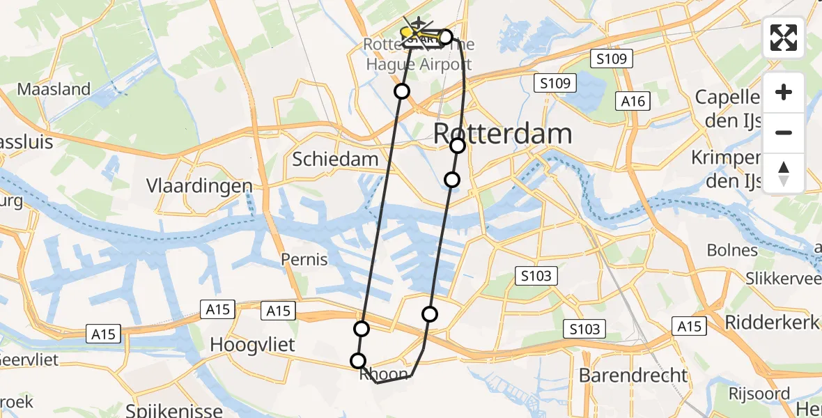 Routekaart van de vlucht: Lifeliner 2 naar Rotterdam The Hague Airport, Park de Buitenplaats