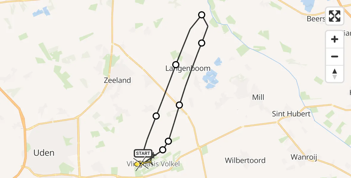 Routekaart van de vlucht: Lifeliner 3 naar Vliegbasis Volkel, Millsebaan