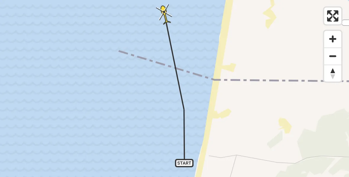 Routekaart van de vlucht: Politiehelikopter naar Castricum