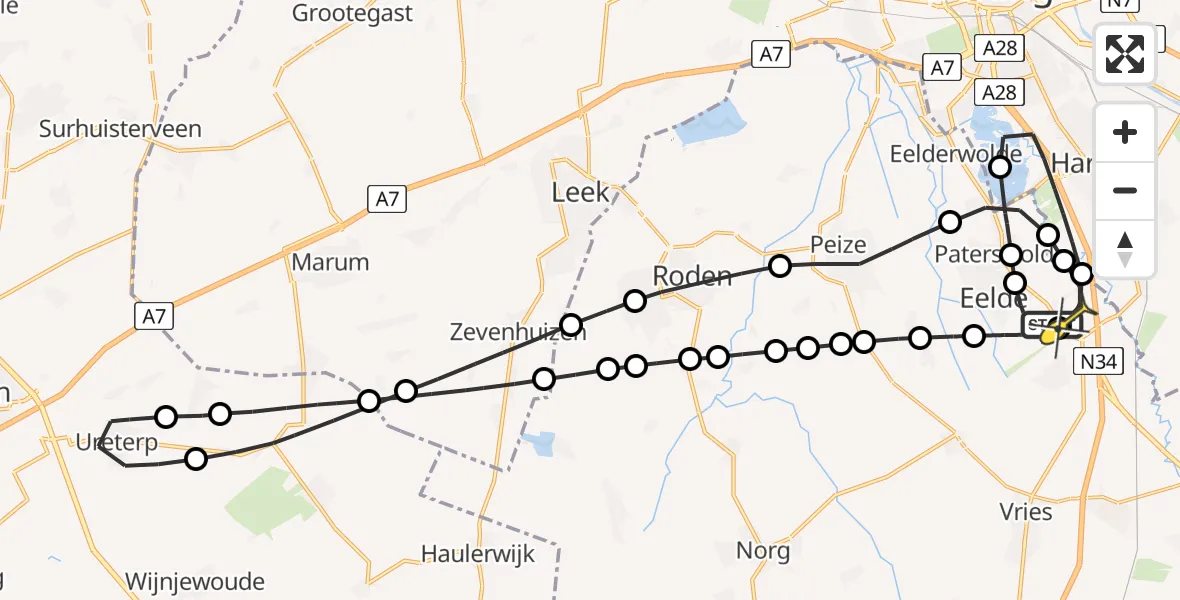 Routekaart van de vlucht: Lifeliner 4 naar Groningen Airport Eelde, Langesteeg
