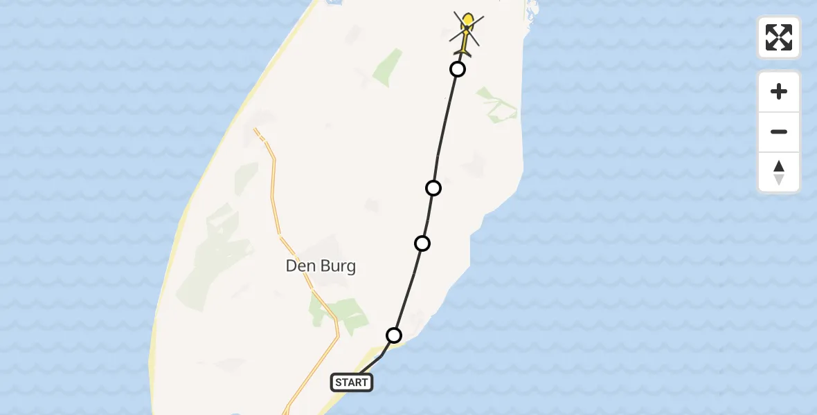 Routekaart van de vlucht: Politiehelikopter naar De Cocksdorp, Redoute