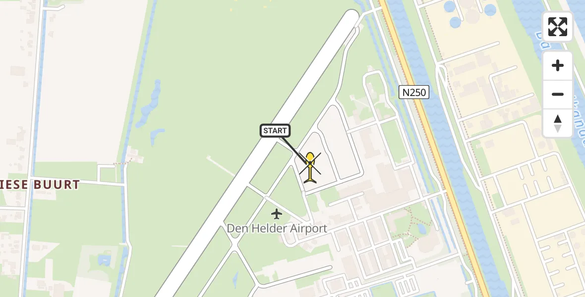 Routekaart van de vlucht: Politiehelikopter naar Vliegveld De Kooy, Luchthavenweg