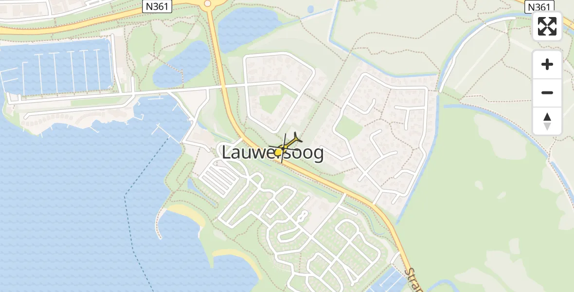Routekaart van de vlucht: Politiehelikopter naar Lauwersoog