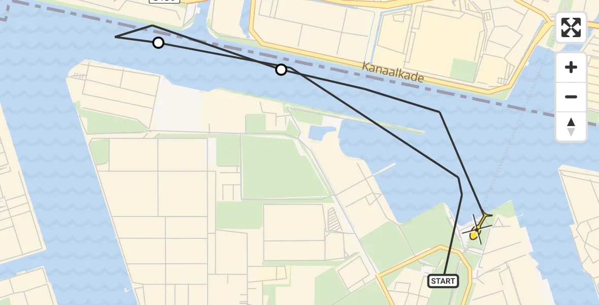 Routekaart van de vlucht: Lifeliner 1 naar Amsterdam Heliport, Daalderweg