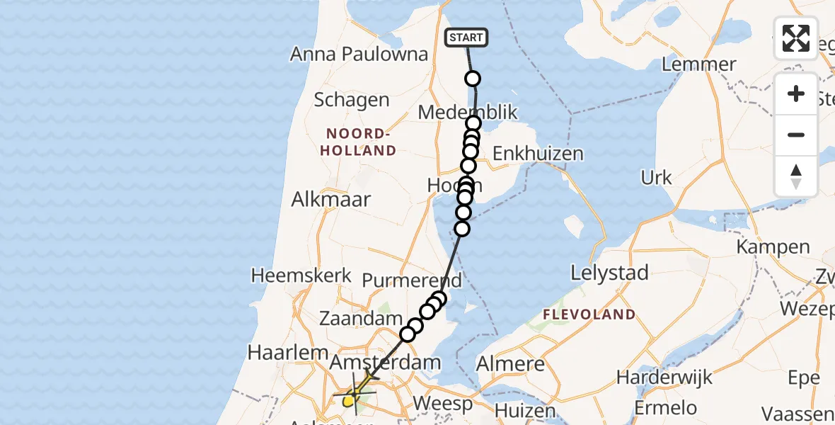 Routekaart van de vlucht: Politieheli naar Amsterdam, Koenenkade