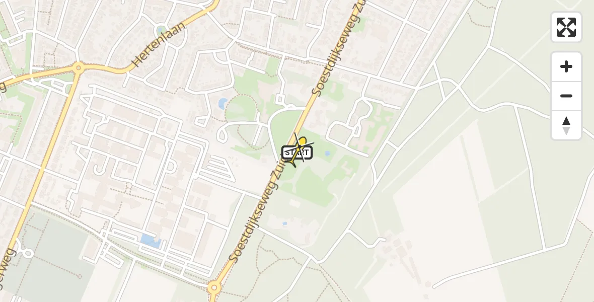 Routekaart van de vlucht: Lifeliner 1 naar Bilthoven, Soestdijkseweg Zuid